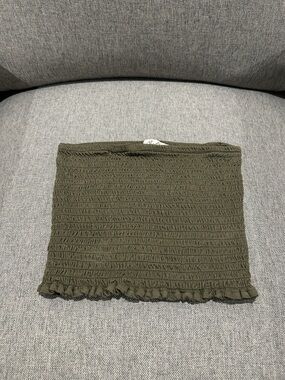 Olive Smocked Ruffle Tube Top